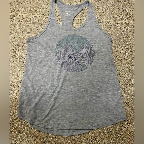 BROOKS “ RUN HAPPY “ Graphic Women’s Gray Tank Top XS Rare Find NICE CONDITION - Picture 1 of 5